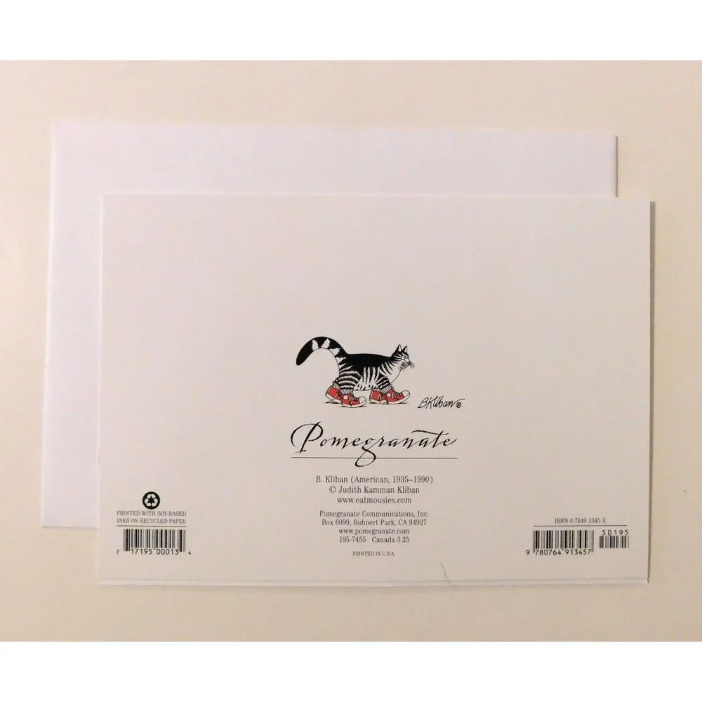 Kliban Cat Playing Trombone By B. Kliban Blank Note Card Envelope 6.75 x 4.75